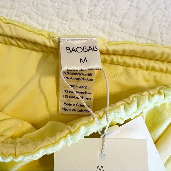 NEW NWT Baobab Lula Yellow Metallic Side Tie Swim Bikini Bottom Medium M - Picture 6 of 8